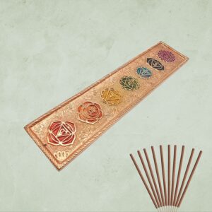 7 chakras copper metal incense holder